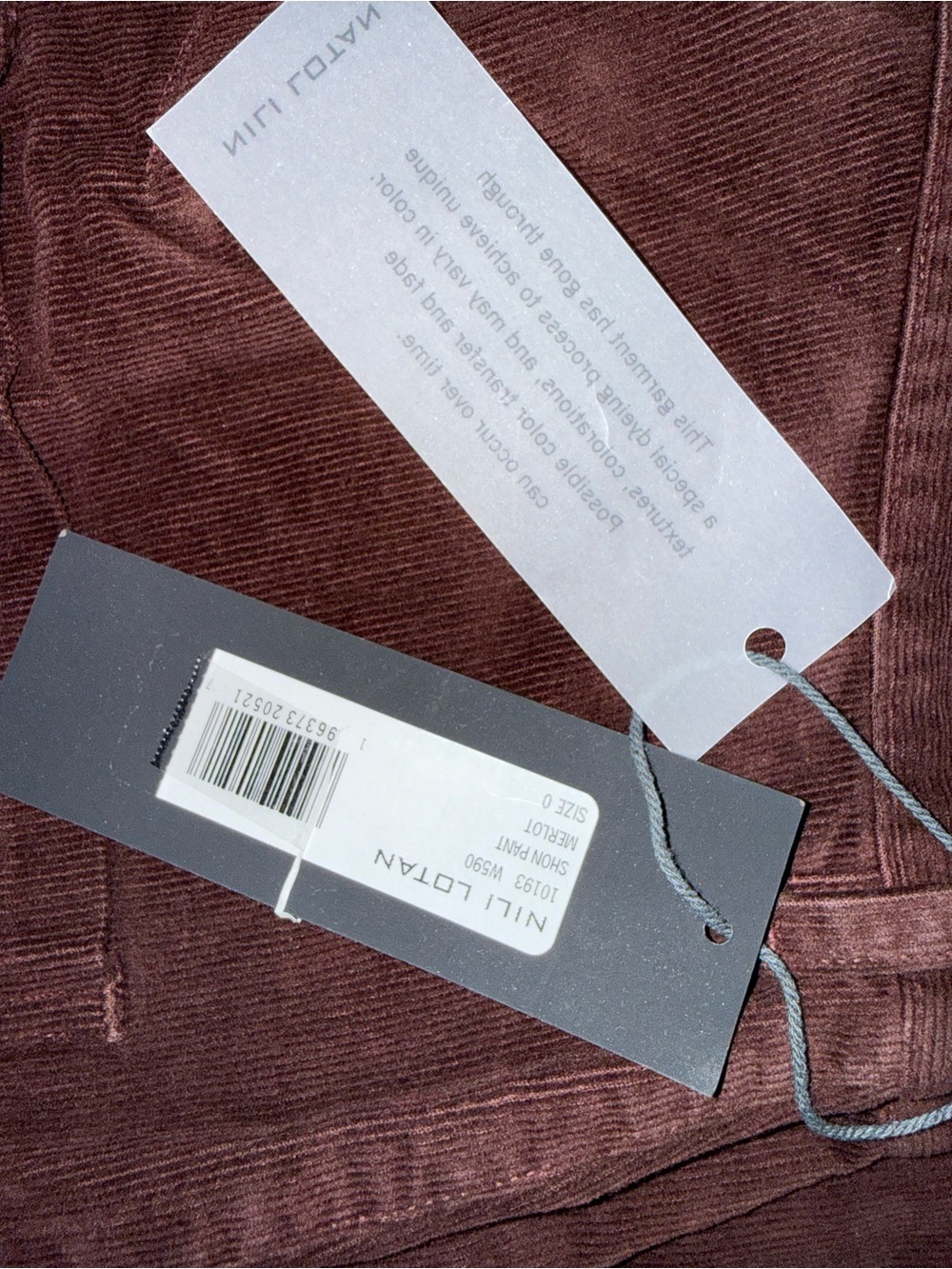 Nili Lotan Shon Corduroy Pant reddish Brown Cord Barrel Merlot  $450 nwt - Picture 14 of 15